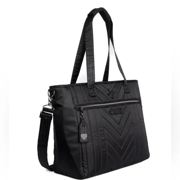 Lug Paddle Carry-All Tote in Black with Floral Paisley Kelly Green Lining - Picture 2 of 5